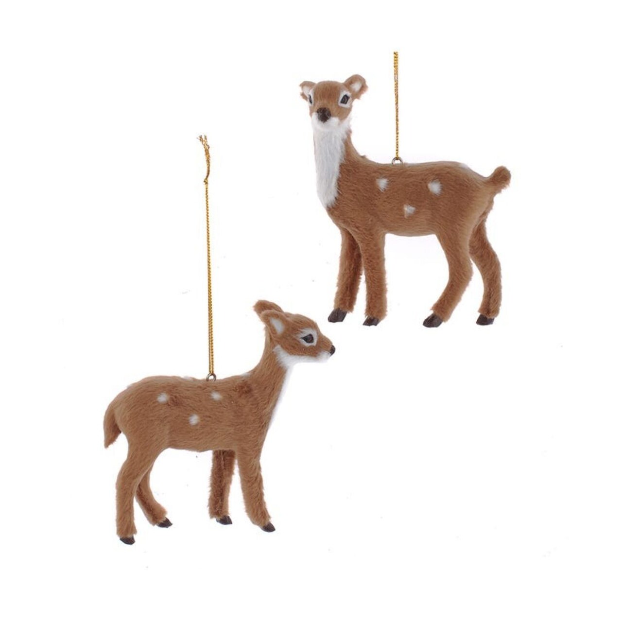 KSA Club Pack of 12 Furry Brown Deer Christmas Ornaments 4.5"